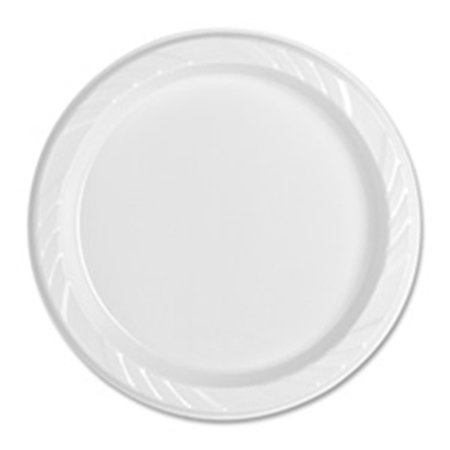 PARTYPROS 6 in. Plastic Round Plates, Reusable-Disposable, 125-PK, White PA1865091